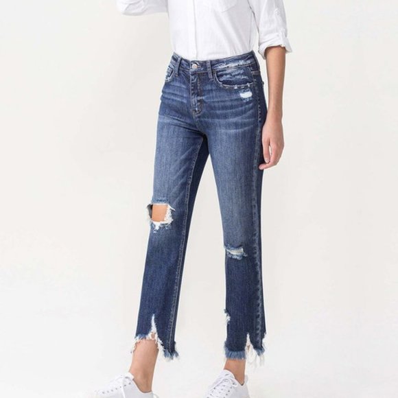 Lovervet Jackie Full Size High Rise Crop Straight Leg Jeans - Picture 3 of 5
